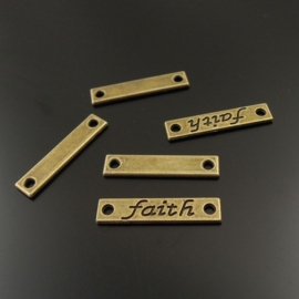 5 x Prachtige tussenzetsel "Faith"  25 x 6 x 2mm Gat: 2mm