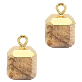 1 x Natuursteen hangers square Porcini brown-gold picture stone
