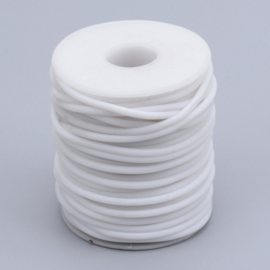 100 cm hol Rubber DQ koord 3mm gat: 1,5 mm White