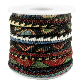 20 cm Trendy gestikt koord 6x4mm Multicolor black-red-blue