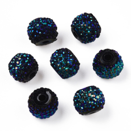 10 x Sparkling beads 8 x 6,5mm gat 1,8mm Black