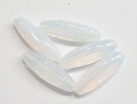 5 x Glaskraal ovaal Opal-wit 25 mm