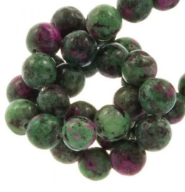 10 x  Ruby Zoisite natuursteen kralen Magic Orchid 8mm gat c.a. 1mm