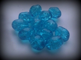 10 x glaskraal crackle grillig ovaal transparant blauw 13 mm