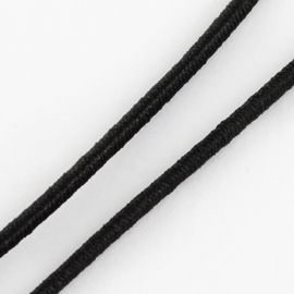 1 meter gekleurd elastisch draad van rubber voorzien van een laagje stof  2,5mm Black