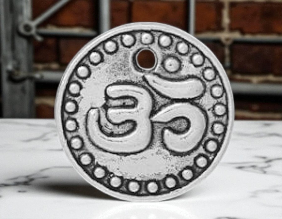 2 x DQ metaal bedel – Ohm – antiek zilverkleur – ca. 15 mm – nikkelvrij