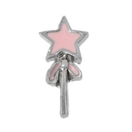 2 x Floating Charms Magic Star Wand Antiek Zilver 14x7 mm