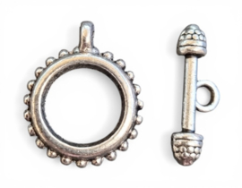 10 x Kapittelslot 22 x 18 x 2 mm – oogjes 2,3 mm – staafje 21 mm – antiek zilverkleur