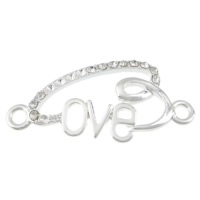 Schitterende love tussenzetsel met strass zilverkleur 41 x 20 x 3mm Gat: 3mm ♥