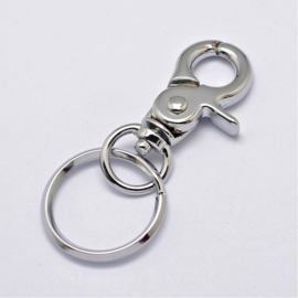 Sleutelhanger, ring met musketon sluiting Platinum 68mm