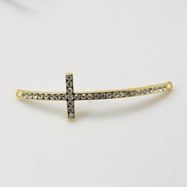 Schitterende Kruis tussenzetsel met strass 53x15x3mm goud