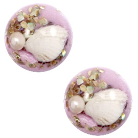 1 x Cabochon basic met schelpje 20mm Lilac purple