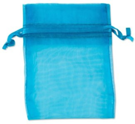 c.a. 50 x Organza zakjes  15 x 20 cm turquoise 