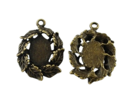1 x Houder F: Metalen Camée of Cabochon houder 36 x 26 x 5 mm Binnenzijde c.a. 13 x 17 mm