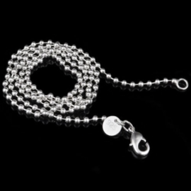 925 verzilverde ball chainketting, 2 mm dik  41cm lang