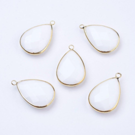 1 x  Hanger goudkleur van crystal glas druppel 18 x 11 x 5mm oogje: 2mm Snow