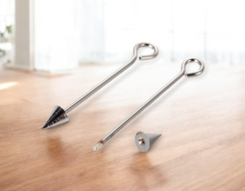 1 x Wisselhanger voor kralen, geen punt maar schroefdraad met dopje 52~59x6mm, pin 1,5mm oogje: 2,8mm Platinum kleur