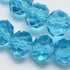 1 x Streng met ca. 68–70 glaskralen facet rondelle briolette kristal – 8 x 6 mm – gat 1 mm – Turquoise AB Plated