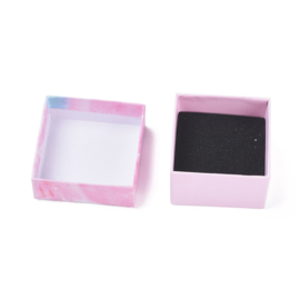 5 x luxe cadeau doosjes voor bijvoorbeeld ringen 52  x 52 x 32mm Roze-blauw