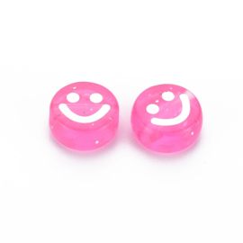 10 x Smiley kralen van acryl mix ca. 10 x 5 mm horizontaal gat (Ø2mm) met glitters