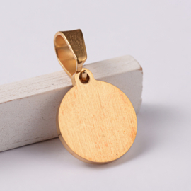 1 x RVS 304 Tree of life bedel Goud kleur,  12 x 14 x 1,5mm met bails hanger:  7 x 4mm