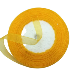 2 meter Organza lint 10mm breed per meter, oranje