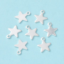 5 x RVS 304 Metaal bedels ster Antiek zilverkleur 10 x 8 x 0,8mm oogje: 1,4mm