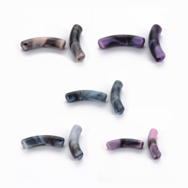 10 x Acryl kralen tube opaque gemstone style Mix ca. 33x8mm (gat Ø1.6mm)