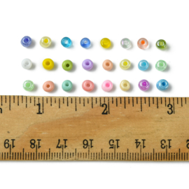 1 x Starterspakket rocailles 24 soorten 4-5 x 3-4 mm – gat 1-2 mm – gemixte kleuren