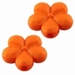 10 Stuks Kunststof kraal Bloem Oranje 14 mm