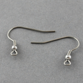 4 x  Tarnish Resistant  RVS 304 Oorbelhaakjes,  Afm: 21x22 mm, Oogje: 2 mm, Dikte: 0,7 mm