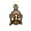 2 x Tibetaans zilveren hanger buddha hoofd 18x12mm geel koper