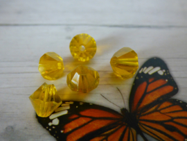 10 x Preciosa Kristal Bicone kleur geel 8,5mm  gat: 1mm