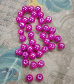 80 x glasparels 6mm Gat: 1mm Fushia gat 1mm