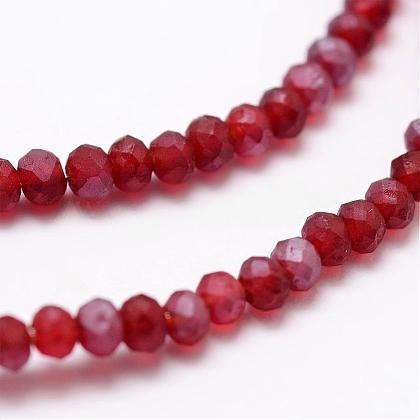1 x Streng met ca. 147~152 stuks glaskralen facet rondelle briolette kristal – 3 x 2mm, gat 0,8mm – Dark Red