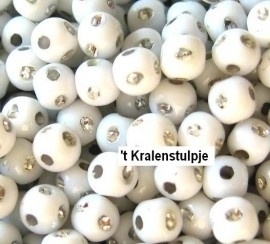 25 x acryl kralen met strass look 8mm gat 2mm wit