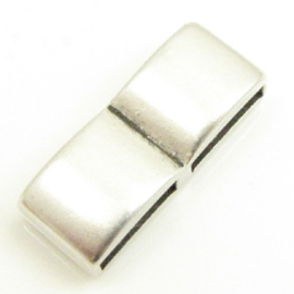 DQ metaal schuiver voor 2 leerbanden van 10mm diameter 10 x 2,5mm antiek zilverkleur (Nikkelvrij)