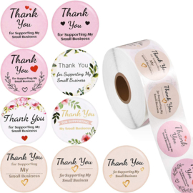 1 rol 500 stickers Wensetiket zegel rond 25mm Thank You