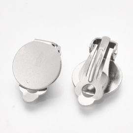2 x RVS 304 basisclips oorbellen 18 x 10 x 6mm tray 10mm gat: 3mm (In bestelling)