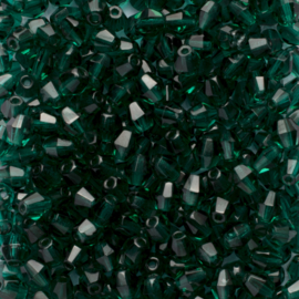 20 x  bicone  Tsjechische kralen facet kristal 5 mm Kleur: donker groen  gat c.a.: 1mm