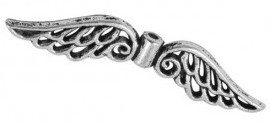 4 x  Metalen antiek zilveren engelen vleugeltje kralen 51 x14 x 4mm Gat: c.a. 2mm (Nikkelvrij) in bestelling