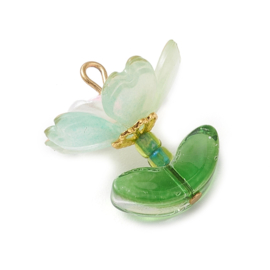 2 x Bloem bedel acryl 20,5 x 18 x 18,5 mm – gat 1,8 mm – Aquamarine