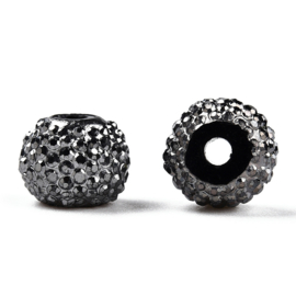 10 x Sparkling beads c.a. 8 x 7mm gat 1,8mm Grey
