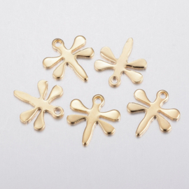 2 x RVS 304 bedel van een libelle goud kleur 12 x 11 x 0,8mm, oogje: 1,2mm