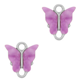 2 x Resin hangers tussenstuk vlinder Silver-purple