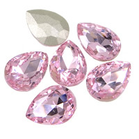 2x Kristallen facet cabochon in de vorm van een druppel 13 x 18mm roze