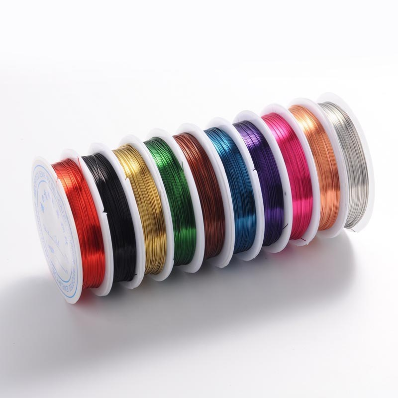 10 rolletjes messing sieradendraad in verschillende kleuren 0,4mm 10 meter per rol (Pakketpost)