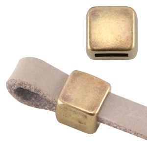 DQ metaal schuiver vierkant Ø5.2x4.2mm  geel koper (nikkelvrij)