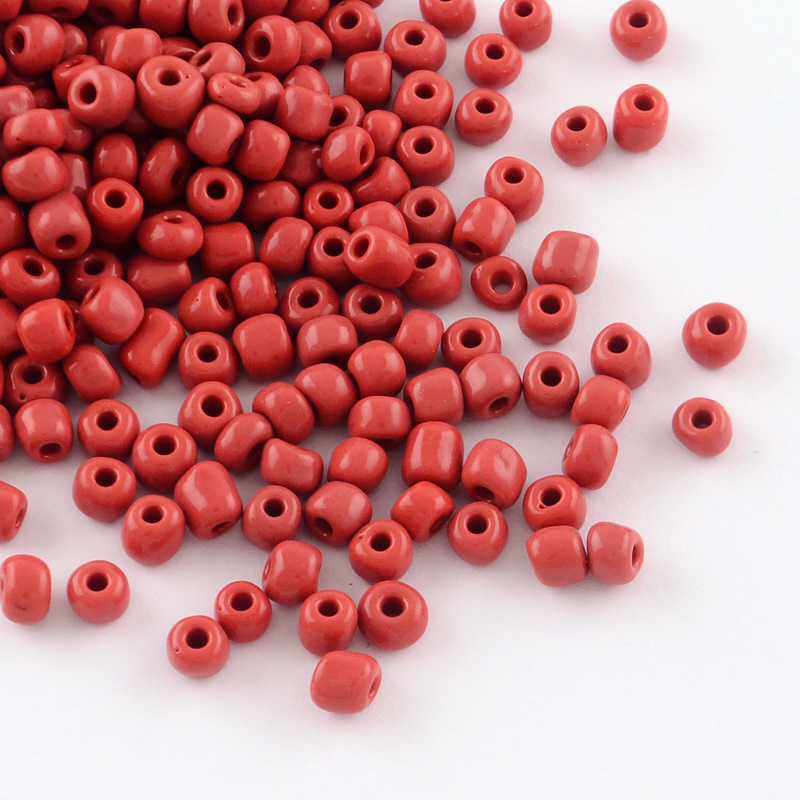 20 gram rocailles Seed Beads 6/0  4mm gat: 1,5mm Opaque Crimson
