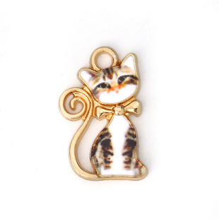Super leuke DQ Gold Plated bedel van een kat met Emaille 21 x13mm oogje: 2,3mm